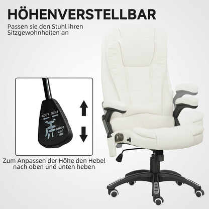 Vinsetto Ergonomischer Schreibtischstuhl med massagefunktion, 68 x 72 x 110–120 cm, Cremeweiß