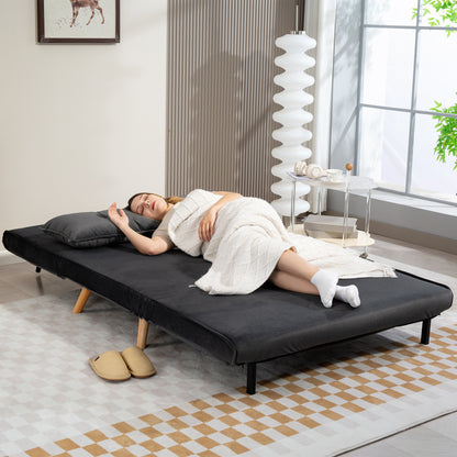 HOMCOM 2-Sitzer-Schlafsofa, Bettsofa, in Bett umwandelbare Couch, verstellbare Rückenlehne, Stoffbezug, Metallrahmen, Grau