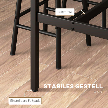 HOMCOM Bartisch mit 2 Stühlen im Industriedesign 2er-Set Barhocker mit Tisch, Industriedesign, 3-teilig, Braun + Schwarz