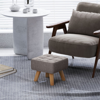 HOMCOM Fußhocker mit Polsterung, Leinenoptik, Holzbeine, bis 110 kg belastbar, Grau