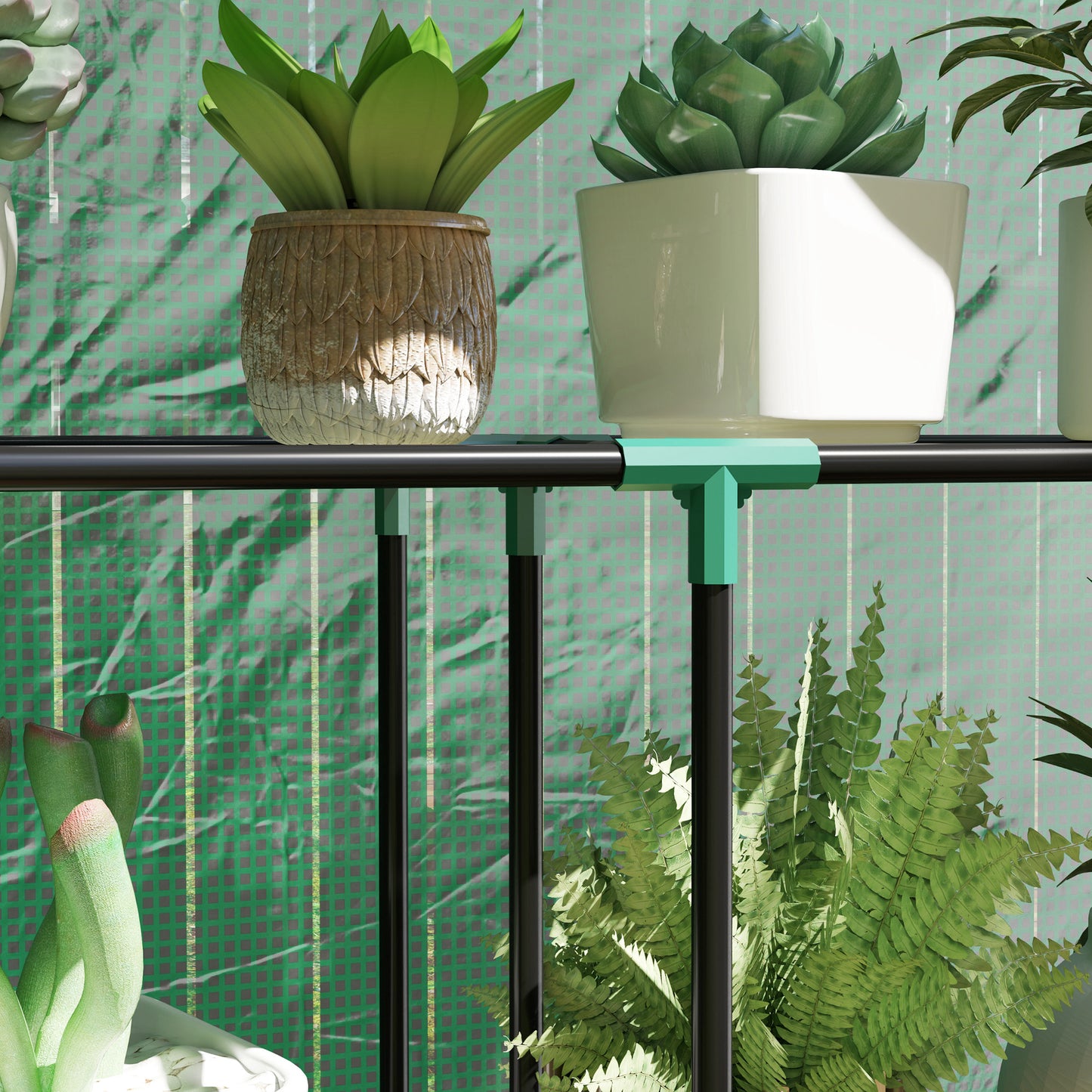 Outsunny Gewächshaus mit 3-Stufen-Regal, UV-beständige Kunststoffabdeckung, Rolltür, 100 x 40 x 150 cm, Grün