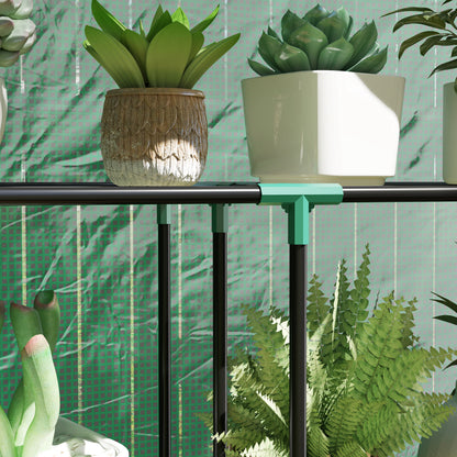 Outsunny Gewächshaus mit 3-Stufen-Regal, UV-beständige Kunststoffabdeckung, Rolltür, 100 x 40 x 150 cm, Grün