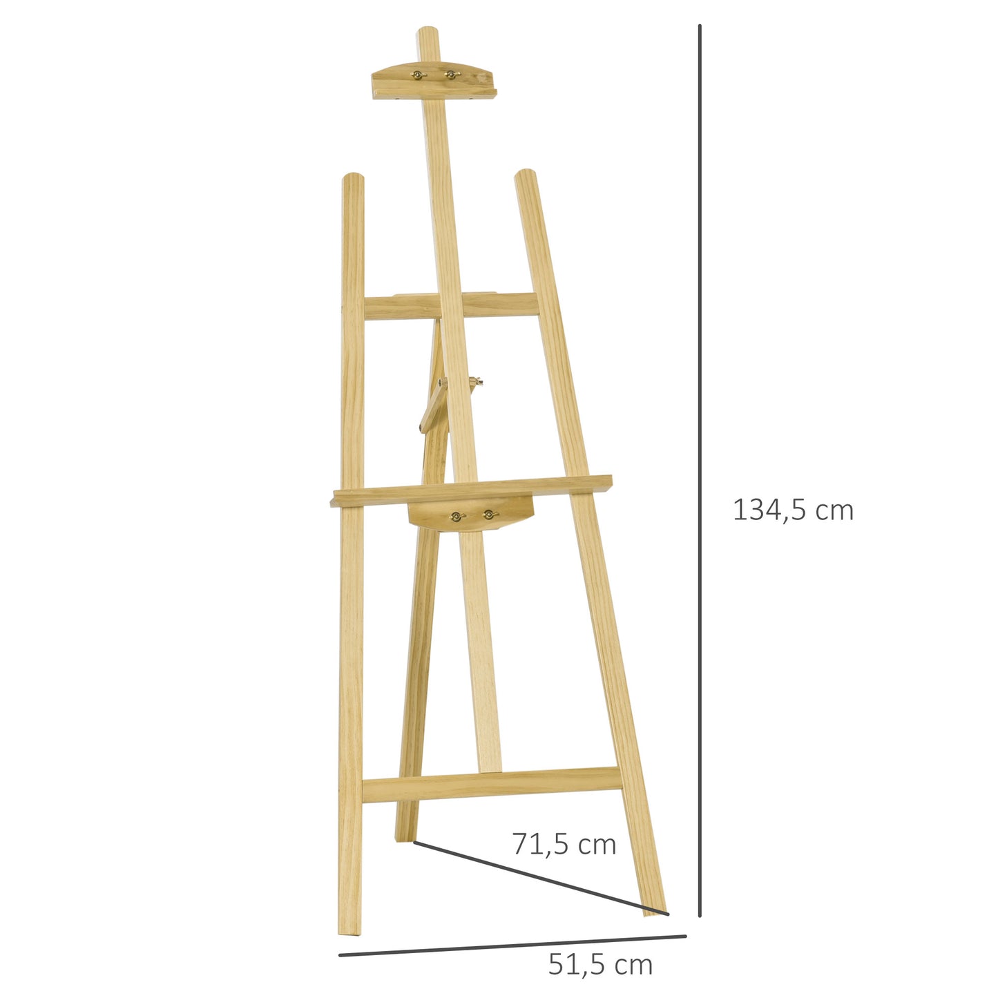 HOMCOM Staffelei Holz 134,5 cm hoch Holzstaffelei für Leinwände bis 108 cm Feldstaffelei Atelierstaffelei für Malerei, Skizze, Hochzeit, Ausstellung Natur