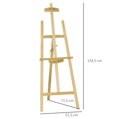 HOMCOM Staffelei Holz 134,5 cm hoch Holzstaffelei für Leinwände bis 108 cm Feldstaffelei Atelierstaffelei für Malerei, Skizze, Hochzeit, Ausstellung Natur
