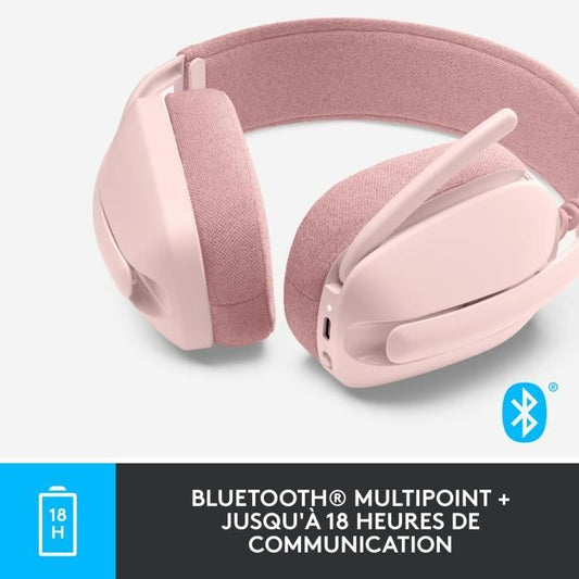Logitech - Lightweight Wireless Listening Helmet with background micro anti -noise - Vibe 100 - Rose zone - pink