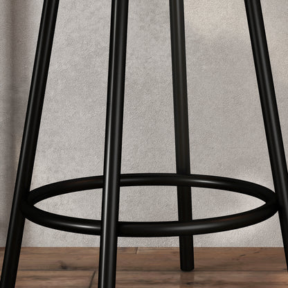 HOMCOM 3-teiliges Ess-Set mit Bartisch und 2 Stühlen, Kleines Küchenset mit seitlichen Regalen, MDF, Metall, Schwarz