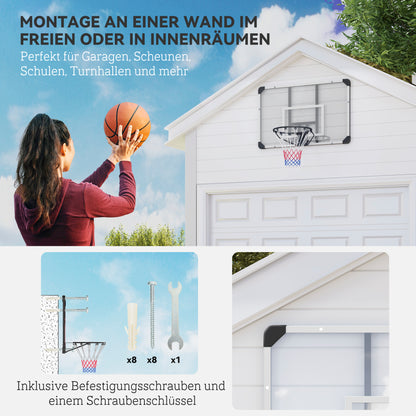 SPORTNOW Basketballkorb, bruchsichere Rückwand, höhenverstellbar, Indoor & Outdoor, Stahlrahmen, Schwarz