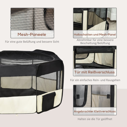 PawHut Welpenauslauf Freilaufgehege Tierlaufstall Laufstall Welpenzaun Welpen-Laufstall Hundelaufstall 600D Oxford Ø120 x H58 cm