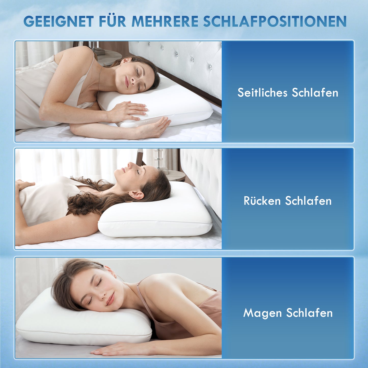 HOMCOM Memory Schaum Kissen Kopfkissen, Nackenstützkissen mit abnehmbarem Bezug Ergonomische 60 x 40 cm, Cremeweiß