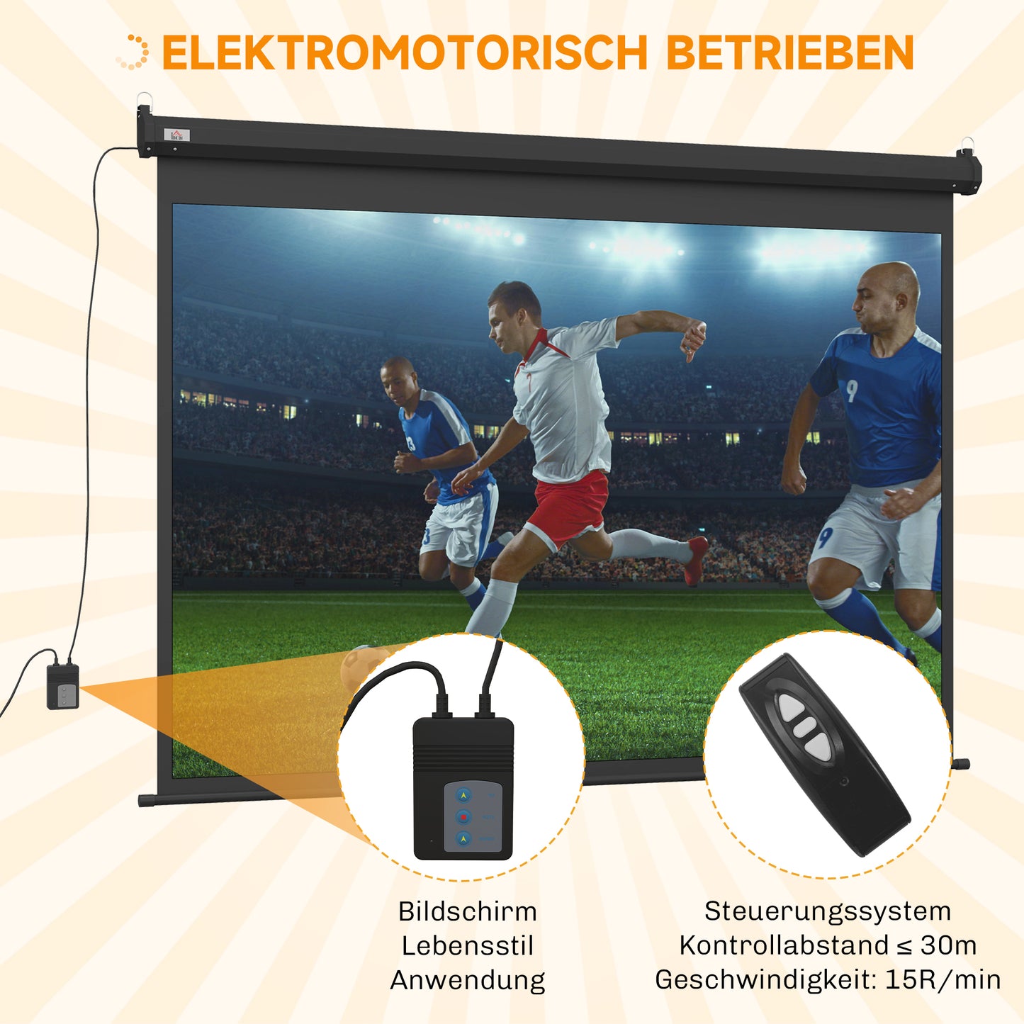 HOMCOM Beamer-Leinwand, Projektionsleinwand, 100 Zoll, 4:3, 203x152 cm, Schwarz