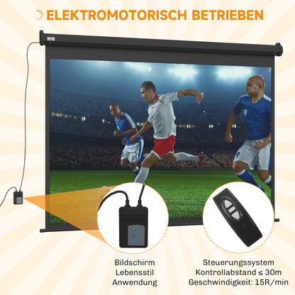 HOMCOM Beamer-Leinwand, Projektionsleinwand, 100 Zoll, 4:3, 203x152 cm, Schwarz