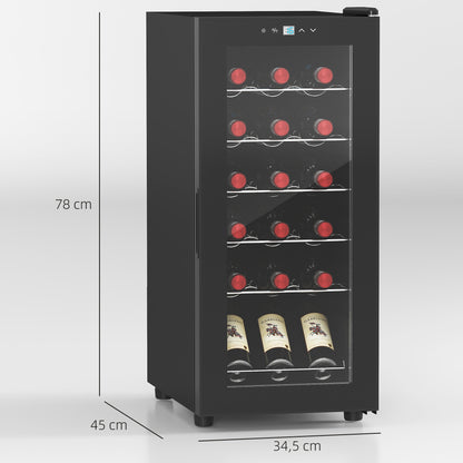 HOMCOM Weinkühlschrank, leise, 5-18°C, Touchscreen, Beleuchtung, 34,5x45x78cm, Schwarz