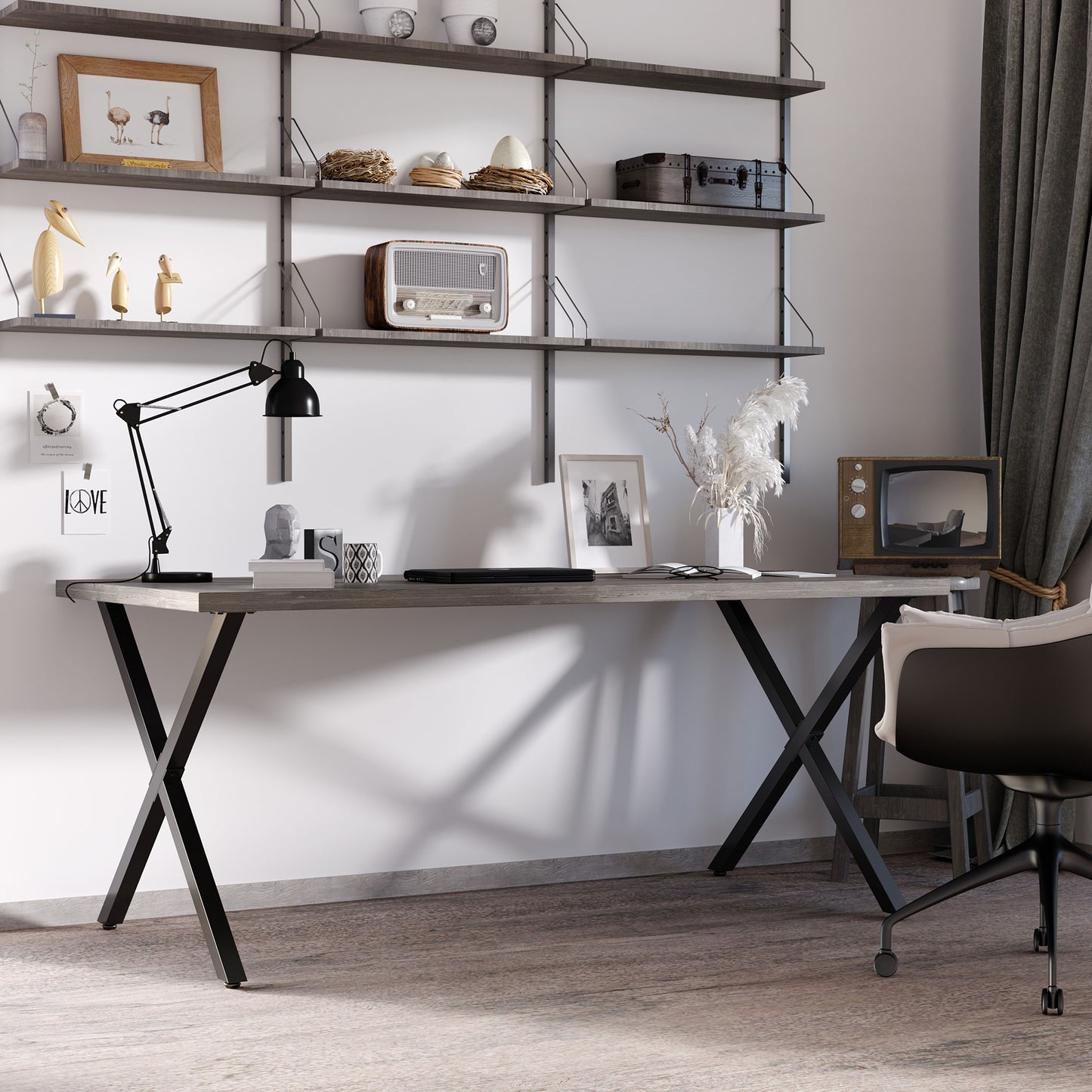 HOMCOM 2 Stück Stahl Tischbeine Tischfüße für Esstisch Schreibtisch Couchtisch Tischgestell in X-Form Schwarz 72cm