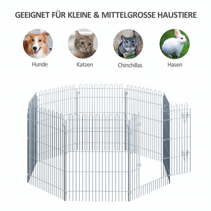 PawHut Freilaufgehege Welpenauslauf Welpenzaun Laufstall Welpengitter für Tiere 8-teilig B63 x H91 cm