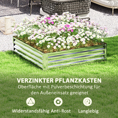 Outsunny Gartenbeet, Pflanzkasten mit Stahlgehäuse, Silber, 120 x 120 x 30 cm