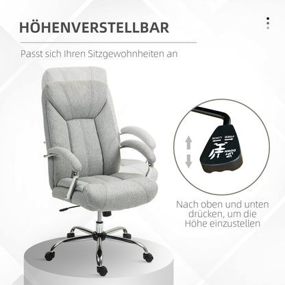 Vinsetto Ergonomischer Bürostuhl, hohe Rückenlehne, atmungsaktiver Bezug, verstellbare Höhe, Grau
