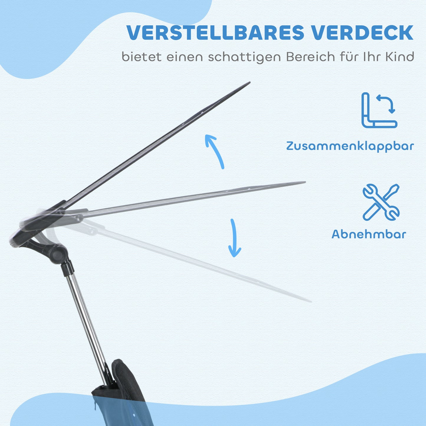 HOMCOM 6-in-1 Kinderdreirad mit Schiebestange, Dach, Gurt, Ablagekorb, für 1-5 Jahre, Dunkelblau