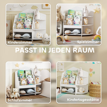 AIYAPLAY Kinderregal mit 7 Regalen für Bücher, Spielzeug, runde Kanten, trägt 40 kg, Weiß