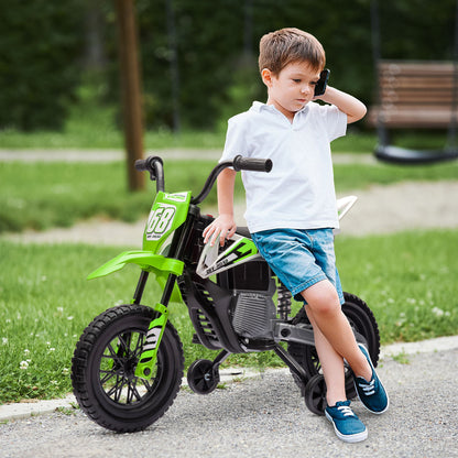 AIYAPLAY Elektro-Motorrad für Kinder, 12V Kindermotorrad mit Musik, Kinderfahrzeug mit Trainingsrädern, 3-6 Jahre, Grün