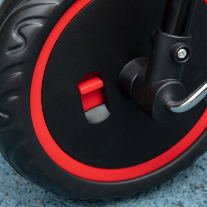 AIYAPLAY Kinderdreirad mit Beckengurt, 2 Körben, höhenverstellbarer Sitz, Metallrahmen, für Kinder 2-5 Jahre, schwarz+rot