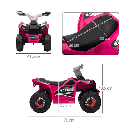 HOMCOM Elektro-Kinderquad, 2,5 km/h, Vorwärts- & Rückwärtsgang, für 18-36 Monate, Rosa