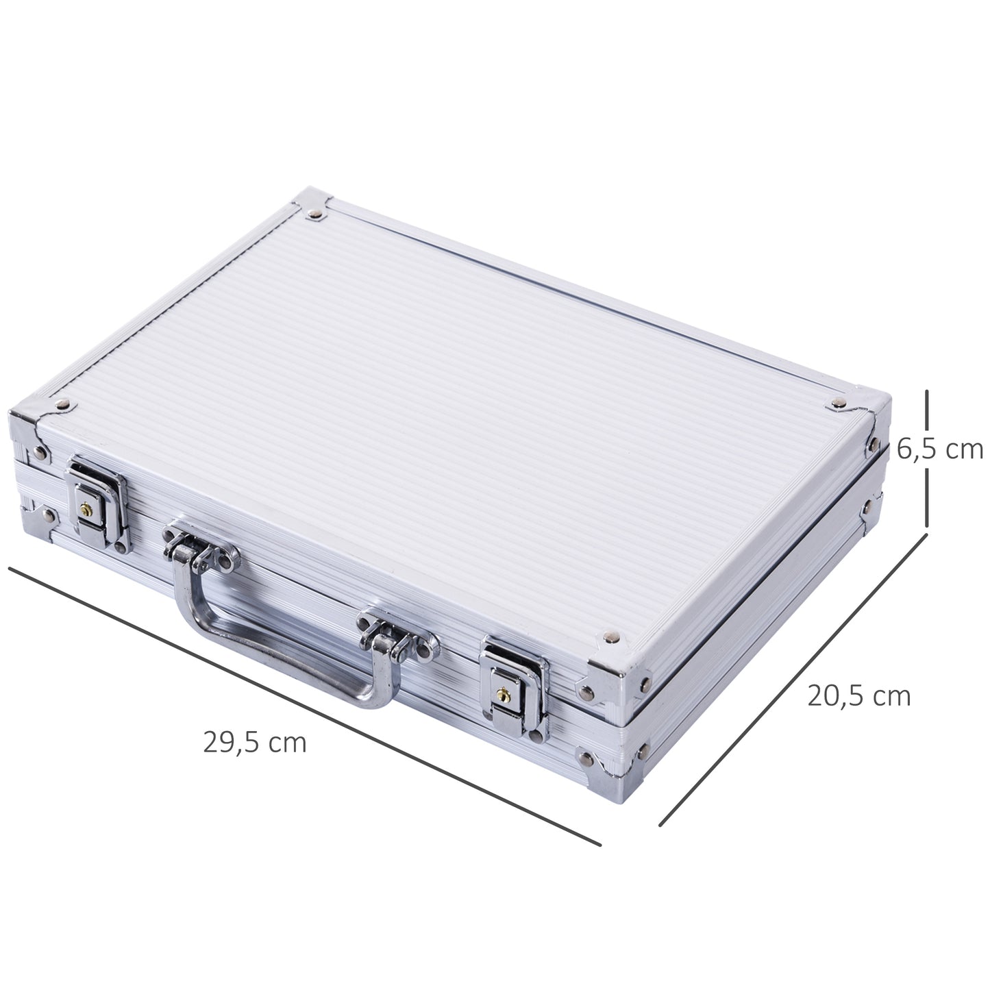 HOMCOM Pokerkoffer Pokerset 200 Pokerchips 2xKartenspiel 5xWürfel 1xAlukoffer Poker Set Jetons Koffer Alu+ Polystyrol 29,5x20,5x6,5 cm