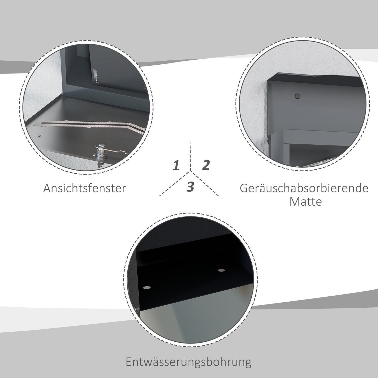 HOMCOM Briefkasten Postkasten, modernes Design, wetterbeständig, 37 cm x 10,5 cm x 37 cm, Grau