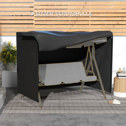 Outsunny Abdeckung für Gartenschaukel, Schutzhülle für Hollywoodschaukel, Abdeckhaube, wasserfest, 205 x 124 x 164 cm, Schwarz