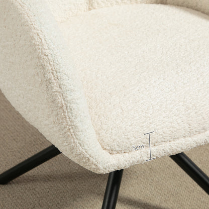 HOMCOM Sessel, Polsterstuhl mit bequemer Sitzschale, drehbar, kuscheliger Bezug, bis 120 kg, Cremeweiß