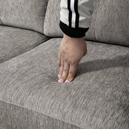 HOMCOM Ecksofa, Eck-Couch mit umkehrbarer Chaiselongue, Sofa in L-Form, Bezug in Leinenoptik, 186 x 130 x 84 cm, Braun