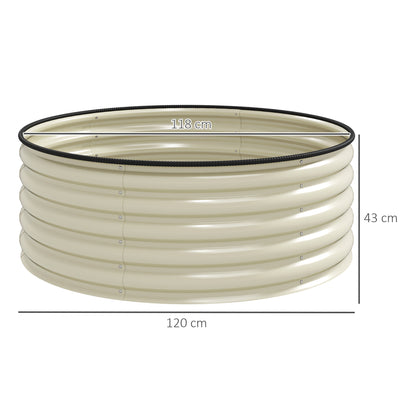 Outsunny Hochbeet, Verzinkter Pflanzkübel mit Sicherheitsrand, Pflanzbox mit offenem Boden, 120 x 120 x 43 cm, Cremeweiß