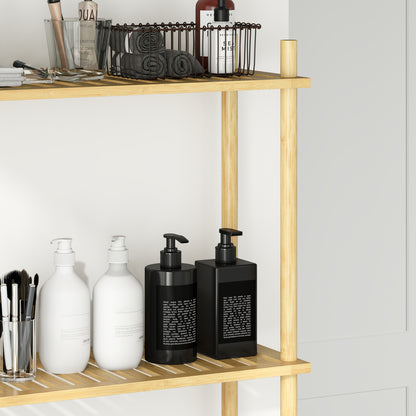 HOMCOM Toilettenregal 3 Ebenen Badezimmerregal, platzsparend Naturholz 69 x 25,5 x 181 cm