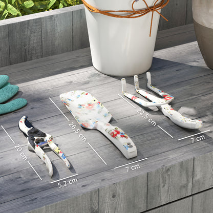 Outsunny Gartenwerkzeug Set 3 Stück Garten Werkzeug aus Metall mit Blumenkelle Handrechen Gartenschere