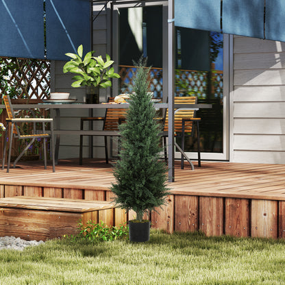 HOMCOM Zypressen-Kunstpflanze, 638 Kunststoff-Blätter, mit Topf, UV-beständig, Grün