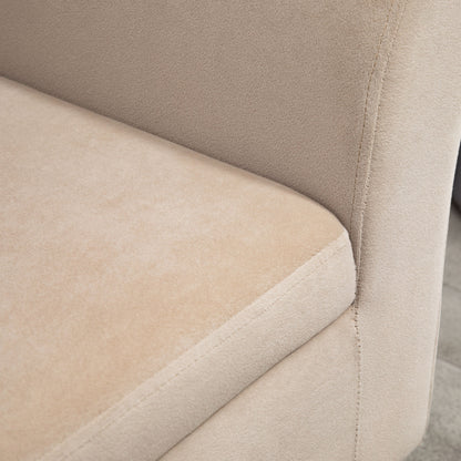 HOMCOM Polsterbank mit Stauraum, Truhenbank mit Armlehnen, 46 cm Sitzhöhe, samtartiges Polyester, 111,5 x 41 x 65 cm, Beige