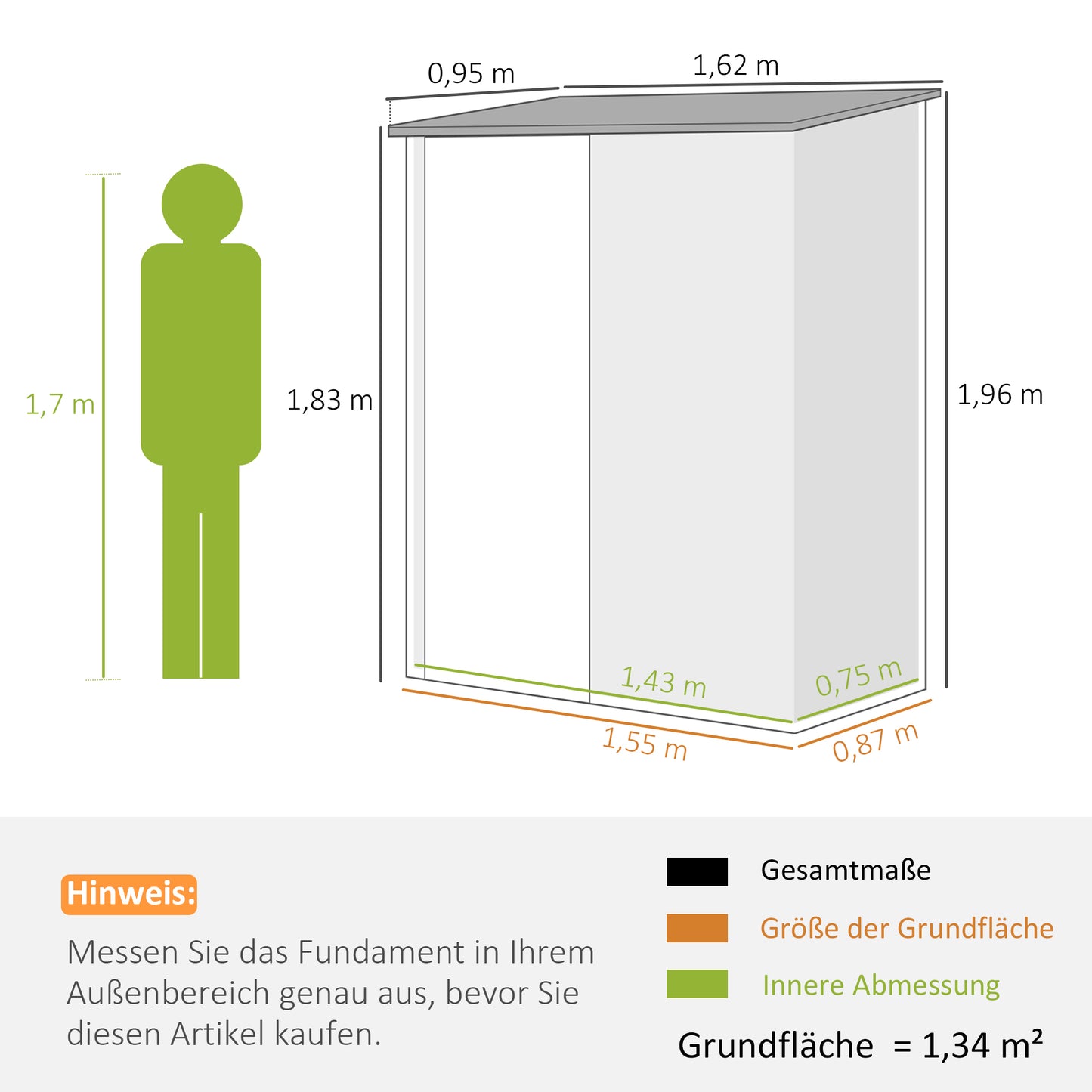 Outsunny Gartenschuppen Geräteschuppen, verschließbare Tür, wetterbeständig, inkl. Regale, 161,5 cm x 94,5 cm x 196 cm, Schwarz