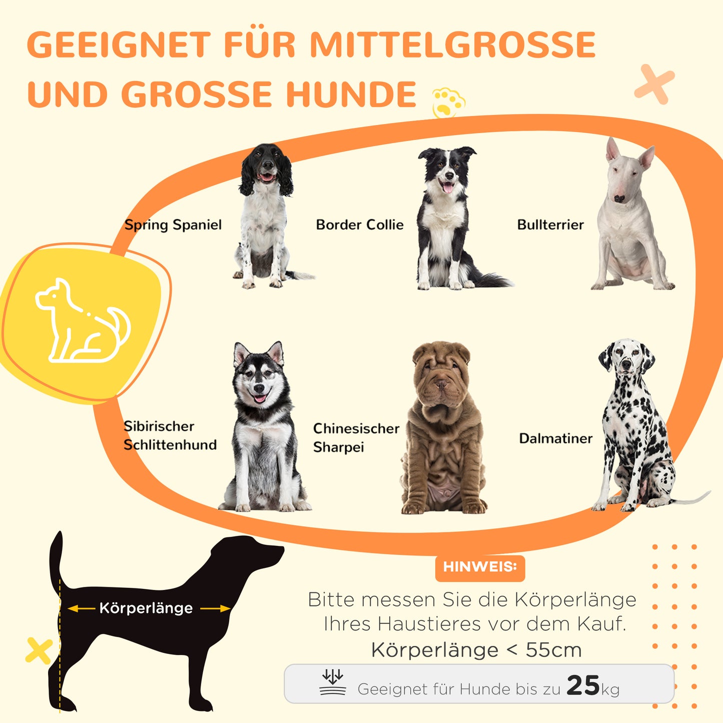 PawHut Hundekäfig, waschbares Kissen, Hundebox, 2 st Verriegelungen, 90 cm x 58 cm x 65 cm, Natur + Schwarz + Weiß