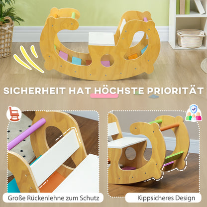 AIYAPLAY Klettergerüst und Schaukel, 2-in-1, Kiefernholz, 91x41x48 cm, für Kinder 18-48 Monate
