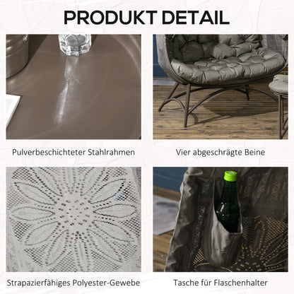 Outsunny Gartenmöbel-Set, 2 Korbsessel mit Beistelltisch, faltbar, Sitzauflagen, Metallgestell, Farbe: Sand