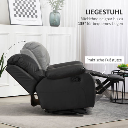 HOMCOM Relaxsessel, verstellbare Lehne & Fußstütze, drehbar, bis 150 kg, Stahlrahmen, 93x100x98cm, Schwarz