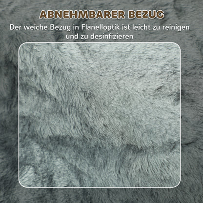 PawHut Faltbare Haustiertreppe, 3 Stufen, waschbarer Plüschbezug, Spanplatte, 46 x 35 x 35 cm, Hellgrau