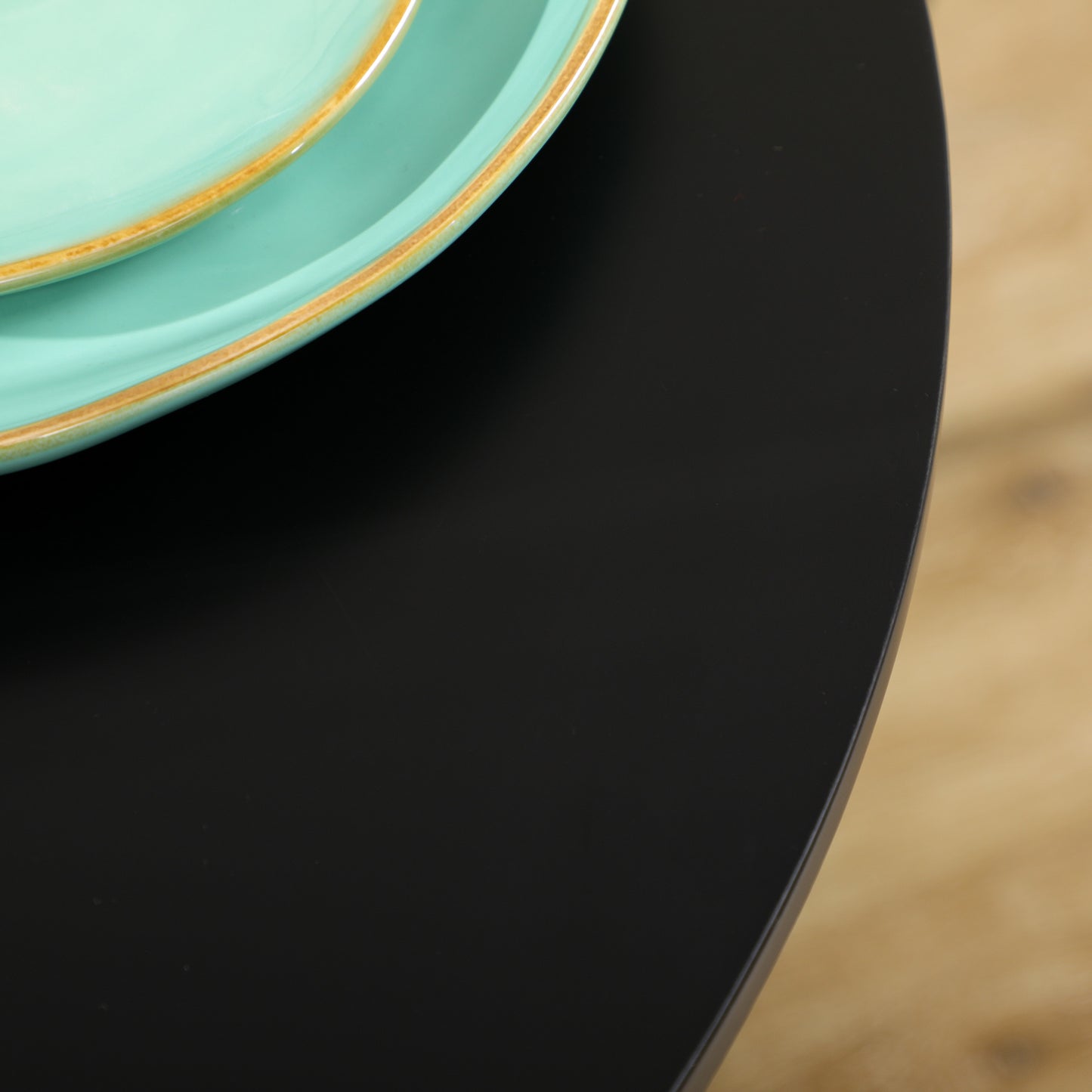 HOMCOM Esstisch für 2 Personen, runde Tischplatte, Stahlfuß, schwarz, 70 x 70 x 75 cm