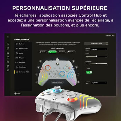 TURTLE BEACH Gamepad - Xbox Series X|S, Xbox One and PC - Afterglow Wave - RGB Wired Gray