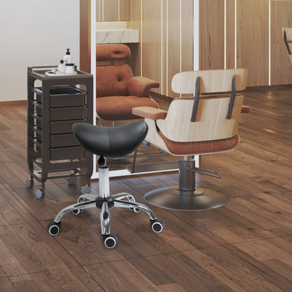 HOMCOM Rollhocker höhenverstellbar Drehhocker 49-61 cm Arbeitshocker drehbar Sattelhocker für Büro Salon Massage Spa Schwarz