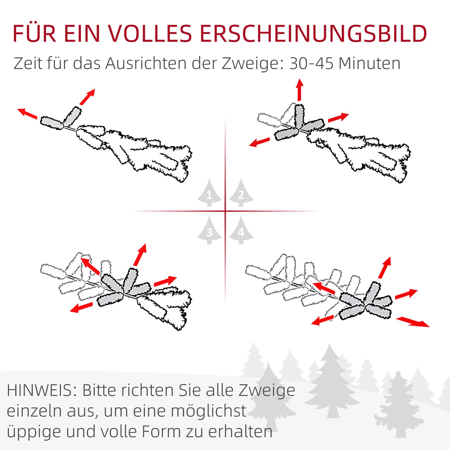 HOMCOM Weihnachtsbaum, Kunsttanne, 1,80m groß, üppige Form, realistisches Aussehen, schneebedeckte Zweige, Tannenzapfen