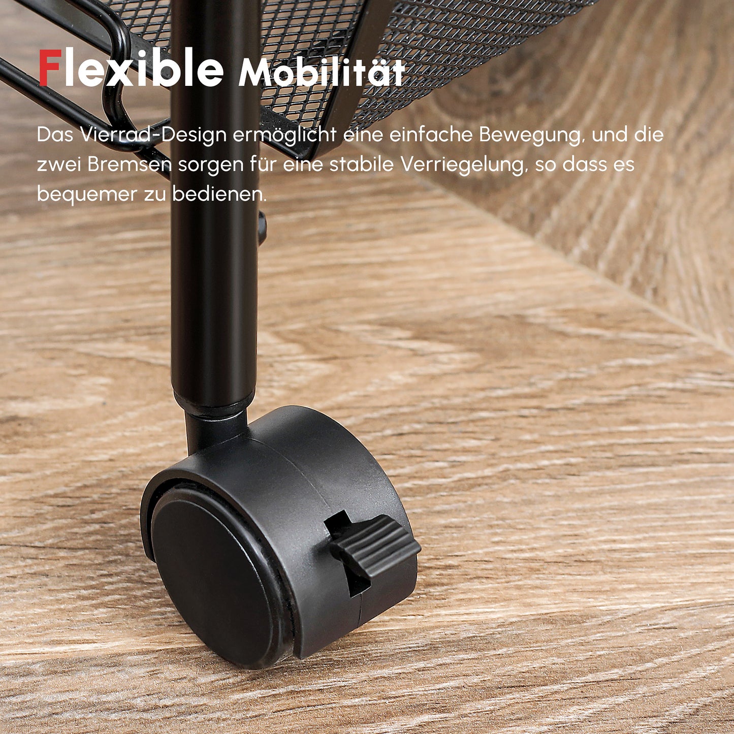 HOMCOM Küchenwagen mit 5 Drahtkörben, 4 Haken, 4 Rollen, 2 Griffe, Stahl/Kunststoff, 45x26,5x106 cm, Weiß