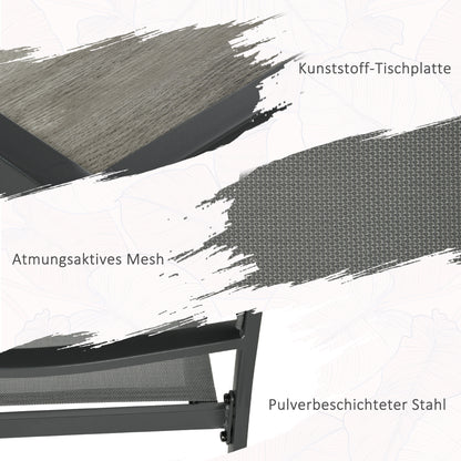 Outsunny Gartenmöbel-Set Gartensitzgruppe, 1 Tisch, 4 Stühle, 150 x 87 x 72 cm, Grau