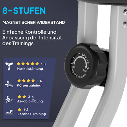 HOMCOM Heimtrainer Fahrradtrainer mit 8 stufig einstellbarem Magnetwiderstand höhenverstellbar Stahl Schwarz+Grau