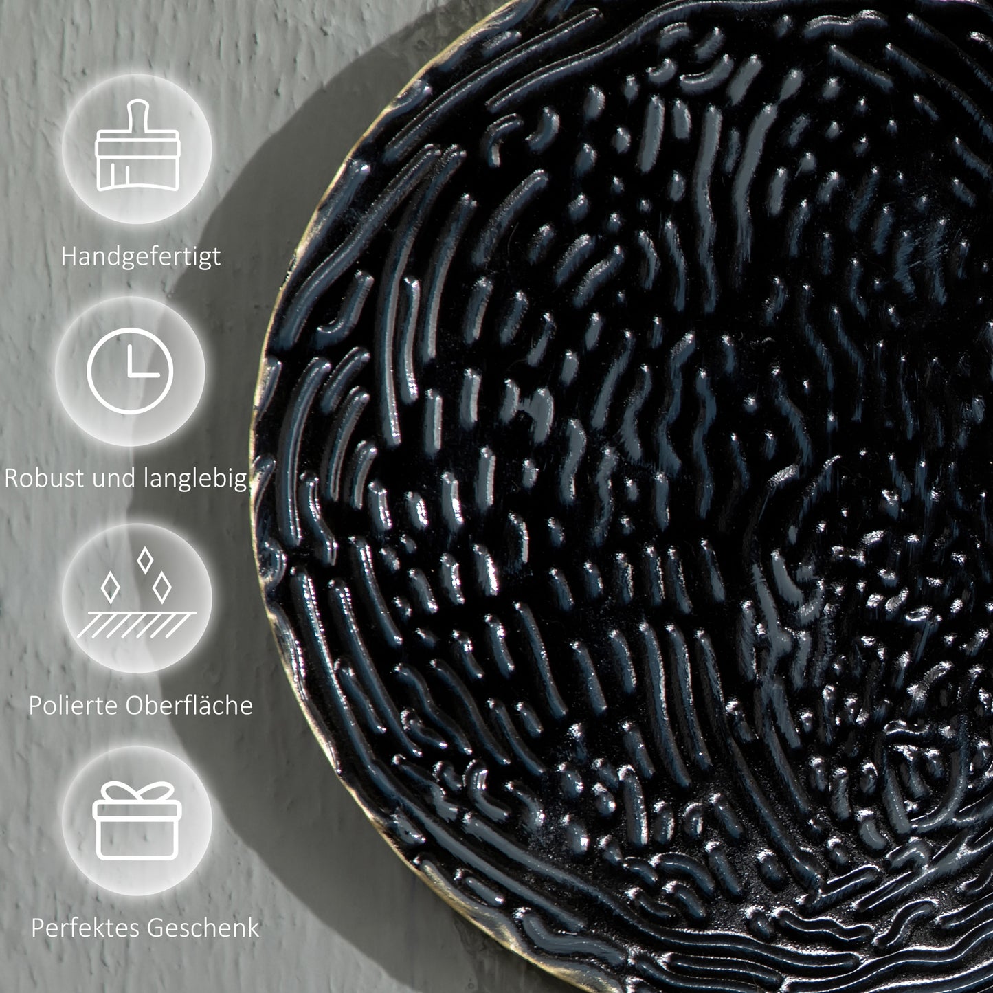 HOMCOM 3D-Wanddekoration mit Kreisen 121 cm x 4 cm x 53 cm Metall Blau + Schwarz