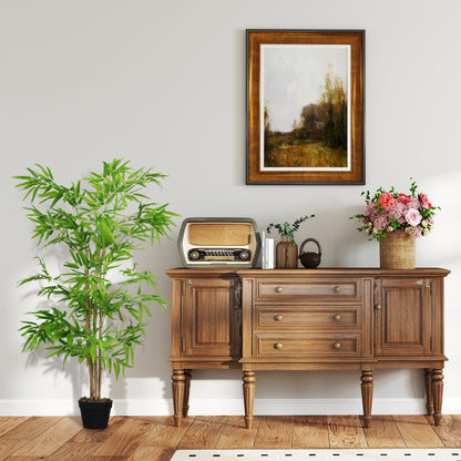 Outsunny Künstlicher Bambus, Kunstpflanze, Dekopflanze mit Topf, Kunstbaum, Baumdekoration, 150 cm